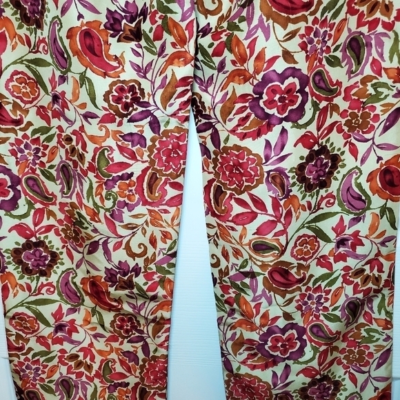 Ralph Lauren Sport Womens Size 10 Red Beige Floral Silk Pants - Picture 7 of 12